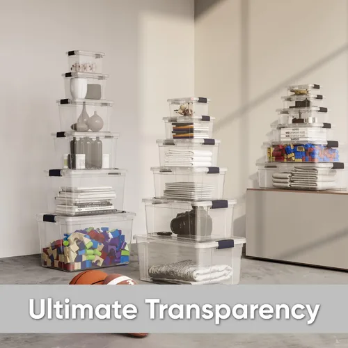Vista 7 de Superio Caja de almacenamiento transparente con tapa, contenedores de plástico de 4.7 cuartos para organizar, cajas apilables, sin BPA, no tóxico