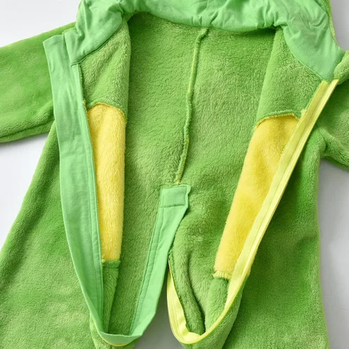 Vista 5 de Wrrkayly Mameluco de franela con capucha para bebé niño y niña, con cremallera de animales de dibujos animados, traje de invierno cálido, disfraz