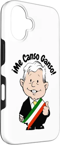 Vista 3 de Carcasa para iPhone 16 AMLO Amlito Me Canso Ganso Divertida y linda caricatura mexicana Muñeco