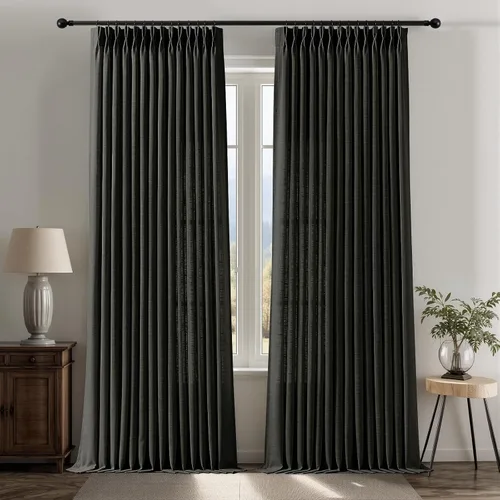 Vista 14 de Cortinas plisadas de lino semitransparentes de 96 pulgadas, filtrado de luz Natural
