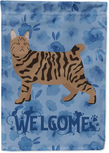 Vista 258 de Caroline's Treasures CK4813CHF - Bandera de bienvenida con gato abisinio azul, manga grande, para porche, para colgar en la pared, poliéster