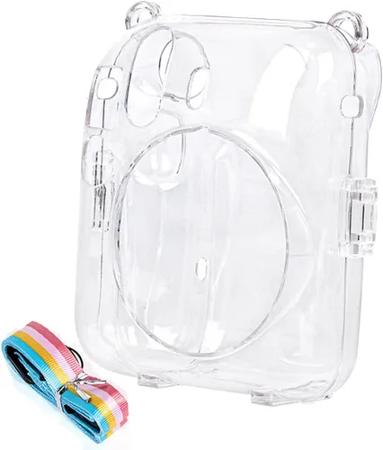 Vista 5 de Mini12 - Funda transparente para Fujifilm Instax Mini 12, protección de la cámara con correa de hombro ajustable extraíble, accesorios