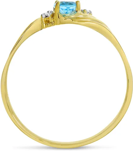 Vista 5 de Anillo de topacio azul y diamante en oro amarillo de 10 quilates
