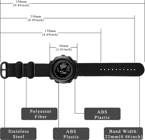 Vista 7 de WINKONMU Military Watches with Compass Altimeter Barometer Pedometer Thermometer, Outdoors Watch for Men
