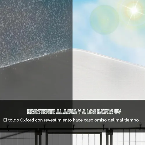 Vista 3 de PawHut Perrera para perros al aire libre de 10' x 10' x 6' con cuencos giratorios de 360°, plateado