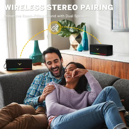 Vista 6 de StageSound Altavoz Bluetooth, altavoces retro Bluetooth inalámbricos, altavoz Bluetooth portátil fuerte con graves profundos, IP67 impermeable