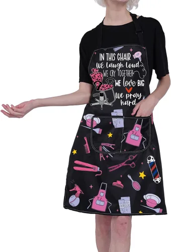 Vista 5 de Hair Stylist Apron with Pockets Hairdresser Gifts Hair Stylist Gifts Cosmetologists Gifts Beauty Salon Aprons Barber Apron