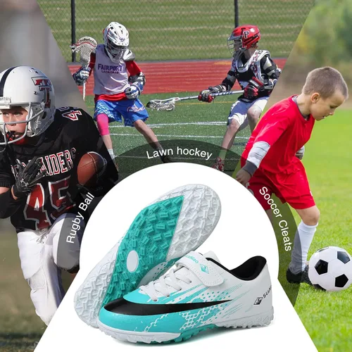 Vista 6 de CBUSTER Zapatos de fútbol para niños y niñas, zapatos deportivos para interiores y exteriores