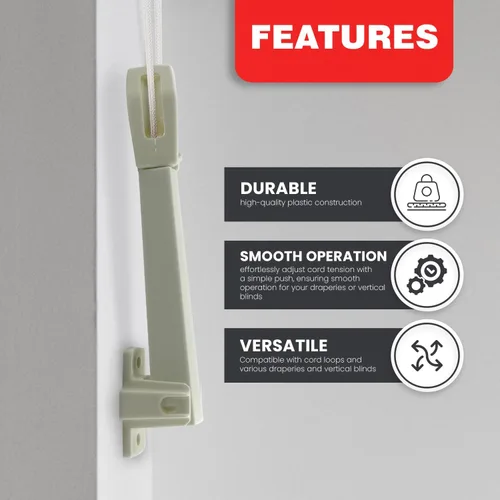 Vista 3 de Amazing Drapery Hardware Tensor de cable con resorte para bucles de cable, marfil, montaje en pared o piso, 1 paquete