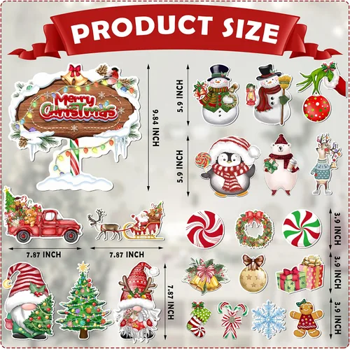 Vista 2 de Imanes de Navidad para refrigerador de automóvil, 22 unidades, calcomanías magnéticas decorativas de Navidad para puerta, protector de nevera