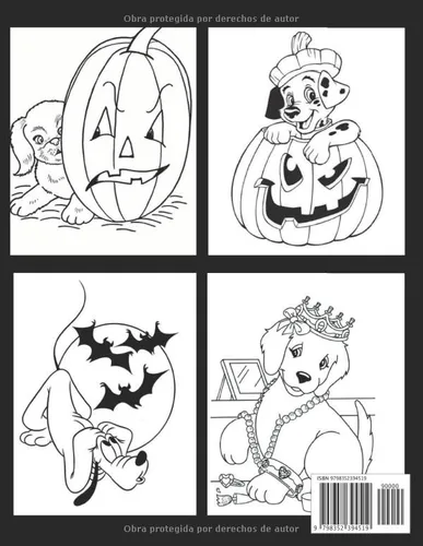 Vista 2 de Happy Halloween Dog and Puppies Coloring Book interactivo para niños, actividad divertida para niños pequeños, 100 páginas, páginas para colorear