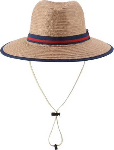 Vista 2 de Connectyle Sombrero de sol Fedora para niños pequeños, sombrero de Panamá de ala ancha, sombrero de playa de verano