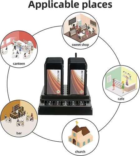Vista 9 de Retekess TD174 - Sistema de zumbador de restaurante, localizador de espera de restaurante, juego con vibración, intermitente y zumbador