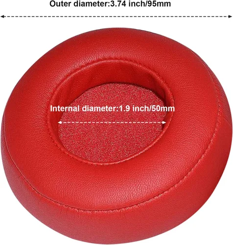 Vista 2 de Almohadillas de repuesto de espuma viscoelástica compatibles con auriculares Monster Beats por Dr.Dre PRO/Detox (rojo)