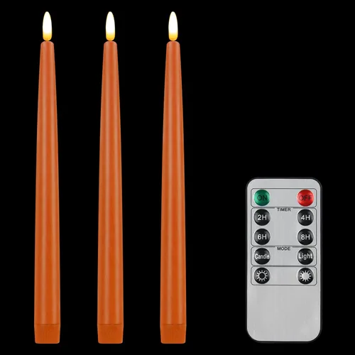 Vista 21 de CVHOMEDECO. Velas cónicas sin llama con control remoto de 10 teclas, velas LED parpadeantes con mecha 3D, funciona con pilas, velas de cera real
