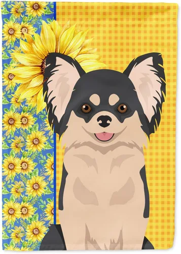 Vista 149 de Caroline's Treasures WDK5313GF Bandera de jardín con diseño de girasoles de verano, color negro y tostado, Airedale Terrier para buzón, bandera