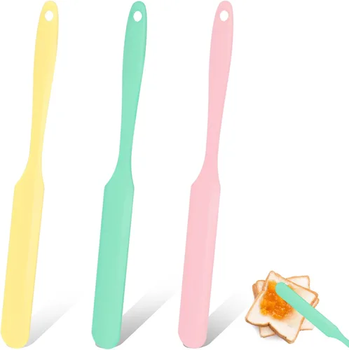 Vista 10 de 3 espátulas para frascos, espátulas de silicona para frascos resistentes al calor con mango largo, esparcidor de mermelada, espátulas para crema