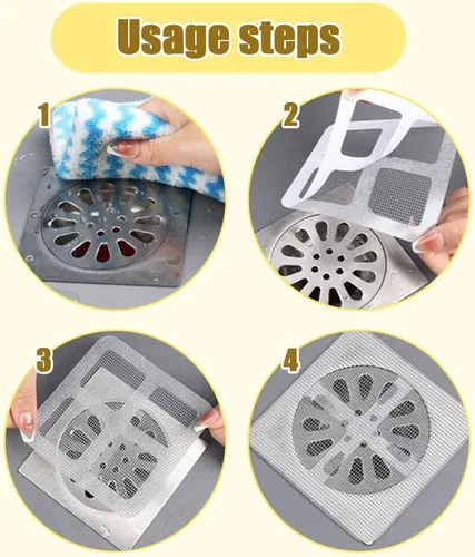 Vista 4 de Pegatinas Desechables para Drenaje de Cabello, 10 Piezas Cubierta de Drenaje de Ducha Desechable Atrapa Cabellos Protector de Drenaje de Ducha