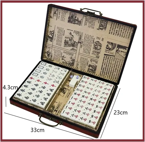 Vista 2 de Juego chino de Mahjong Mah Jong, juego de mesa de 144 azulejos, entretenimiento para viajes, fiesta, juego familiar, regalo