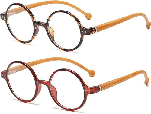 Vista 16 de JOVAKIT Lentes de bloqueo de luz azul redondos retro para mujeres y hombres, estilo literario vintage, sin receta