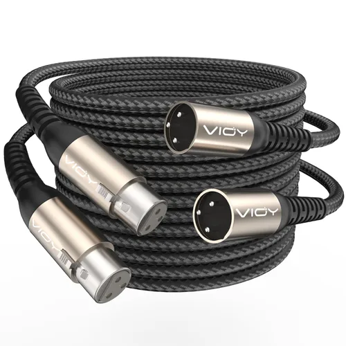 Vista 11 de VIOY Cable de micrófono XLR de 6.6 pies, cable de micrófono macho a hembra, cable equilibrado de 3 pines - cable de extensión XLR trenzado de nailon