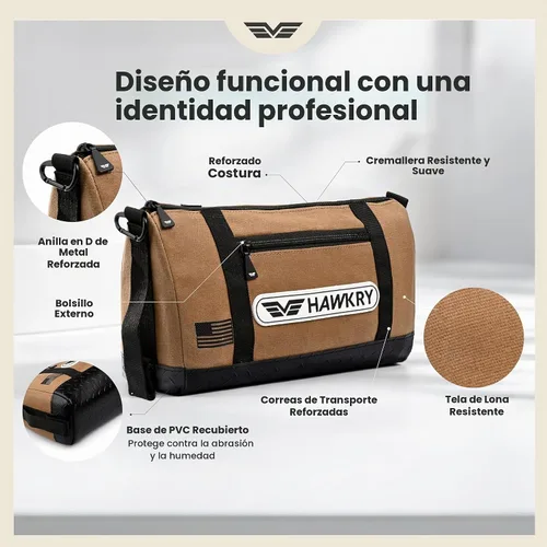 Vista 3 de HAWKRY Bolsa de herramientas de lona resistente - Bolsa de lona impermeable con cremallera, bolsa de herramientas de jardín, bolsas de construcción