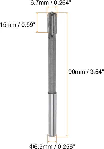 Vista 2 de HARFINGTON Chucking Escariador 0.264 in H7 punta de carburo flautas rectas máquina de torno de vástago redondo Fresa