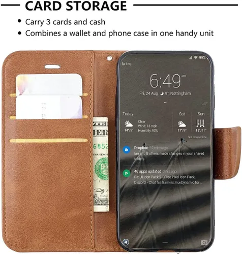 Vista 3 de jioeuinly Case Compatible with Celular Kalley Element 5+Plus Phone Case Flip Stand Cover PU Leather YZW Wallet Case Brown