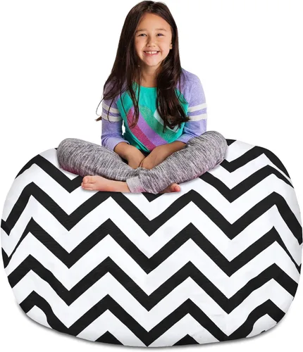 Vista 25 de Posh Creations Funda de puf para niños con almacenamiento para animales de peluche - Organizador de juguetes para niños, Mediano 68.58 cm - Lona