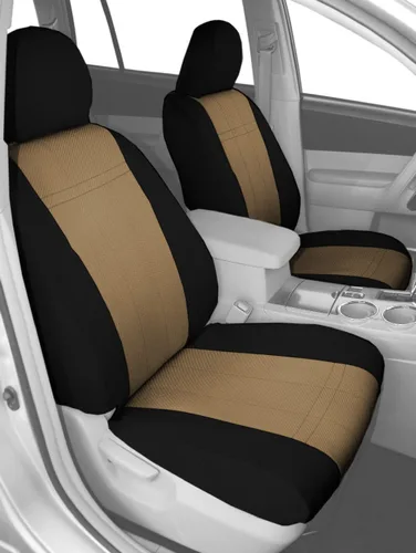 Vista 4 de CalTrend - Fundas de asiento de fibra de carbono para Nissan Cube 2012-2014 con inserto y moldura de carbón vegetal