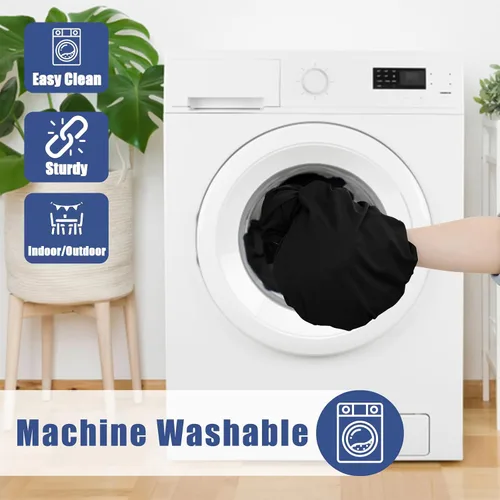 Vista 6 de Moosfor Paquete de 6 manteles cuadrados de elastano, manteles elásticos ajustables para pícnic, cubierta de mesa de patio elástica lavable para Negro