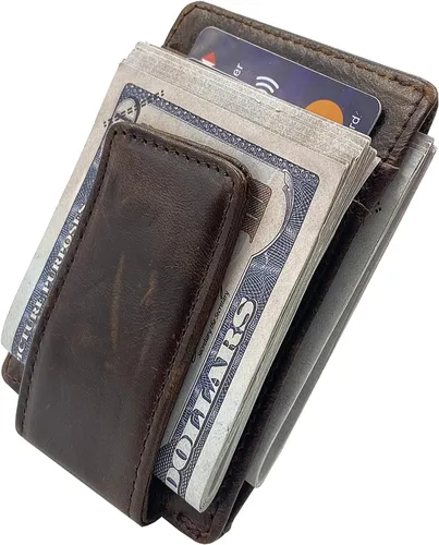 Vista 6 de broche para dinero, cartera con bolsillo frontal, cartera minimalista, para hombre