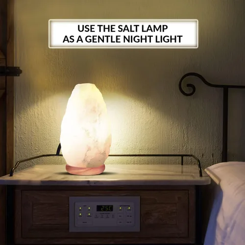 Vista 6 de Himalayan Glow Lámpara de sal blanca de cristal, 5-7 libras/cada una, paquete de 2 luces nocturnas curvadas a mano, lámpara de sal con base