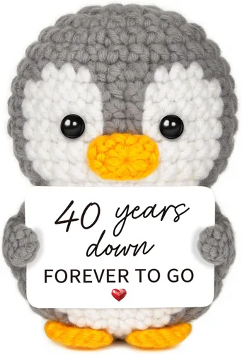 Vista 13 de Regalos de 1 año para aniversario de novio, novia, pingüino de ganchillo hecho a mano