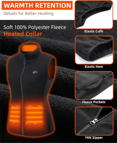 Vista 2 de HEWINZE Chaleco calefactor de forro polar para hombremujer con paquete