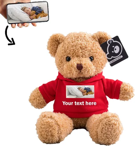 Vista 9 de Oso de peluche personalizado con texto + foto, oso de San Valentín, animales de peluche, juguetes de peluche como regalos personalizados para Negro