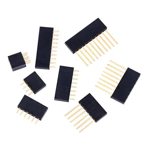 Vista 5 de Glarks Kit surtido de conectores de clavijas macho y hembra de 0.094 pulgadas, 100 protectores apilables y 12 cabezales de placa PCB separables