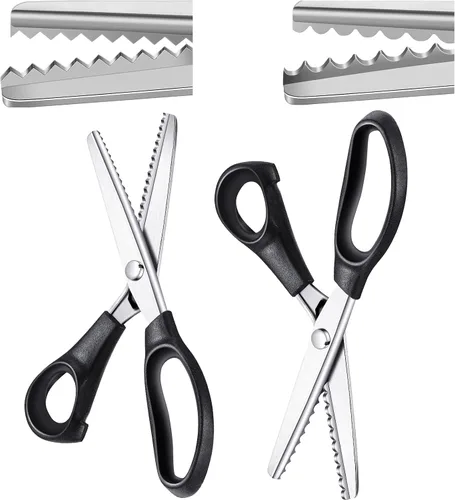 Vista 9 de Amylove Tijeras de entintar para cortar tela festoneadas de 0.197 in, tijeras dentadas de fieltro de 0.197 pulgadas para manualidades, corte