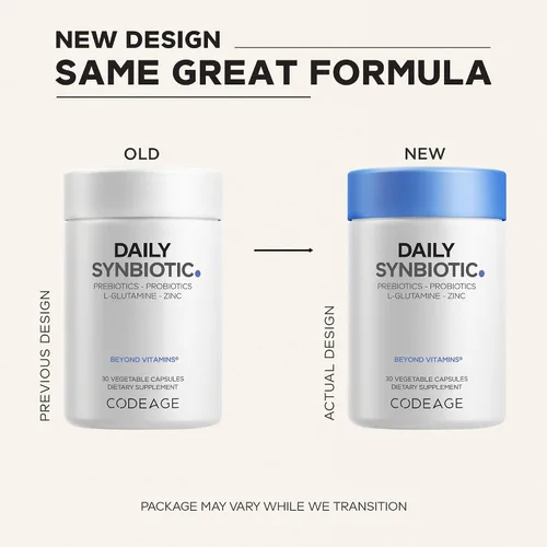 Vista 3 de Codeage Suplemento sinbiótico diario – Prebióticos, probióticos Lactobacillus y bifidobacterias, L-glutamina, L-Carnosina de zinc, DGL, probiótico