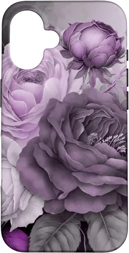 Vista 32 de Purple Watercolor Rose Flower Bouquet on Gray Case for iPhone 17