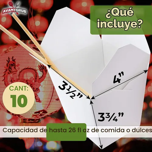 Vista 2 de Cajas de comida china reciclables a prueba de fugas de 26 onzas, 10 unidades. Los recipientes grandes para llevar para microondas fabricados