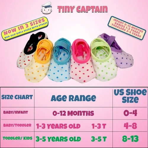 Vista 3 de Tiny Captain Calcetines antideslizantes con correa para niñas de 0 a 7 años de edad, calcetines de 1 año