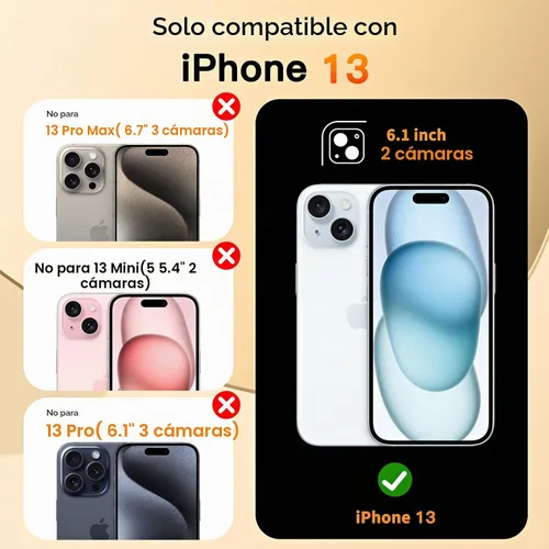 Vista 2 de COOLQO - Funda para iPhone 13 de 6.1 pies, soporte magnético giratorio de 360°, color negro y dorado