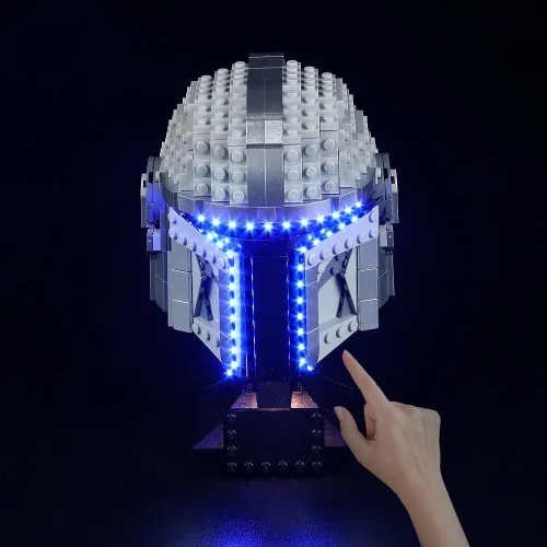 Vista 7 de Kit de luces mejorado compatible con Lego El casco de Mandalorian 75328, kit de modelo ensamblable, decoración de luces compatible con Lego 75328