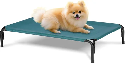 Vista 9 de Cama elevada para perros al aire libre, cuna refrescante de elevación media, camas elevadas para mascotas con malla Teslin transpirable duradera