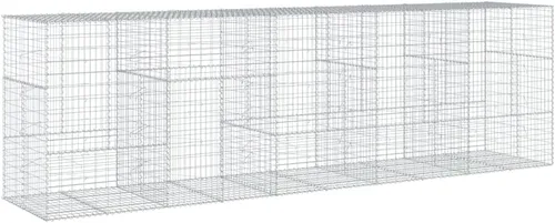 Vista 119 de vidaXL Cesta de gavión con tapa, 39.4 x 19.7 x 39.4 pulgadas, hierro galvanizado rectangular, resistente a la intemperie, montaje sin herramientas
