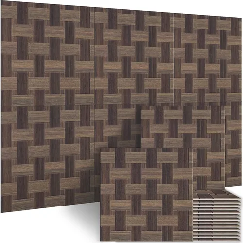 Vista 13 de BUBOS Paquete de 6 paneles acústicos autoadhesivos de pared, paneles acústicos de 23.6 x 23.6 pulgadas, paneles acústicos con patrón de madera 3D
