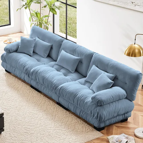 Vista 11 de KEIKI Sofá modular de 94 pulgadas con 4 almohadas, cómodo juego de sofá biplaza Cloud para sofá de asiento profundo suave y profundo, sofá biplaza