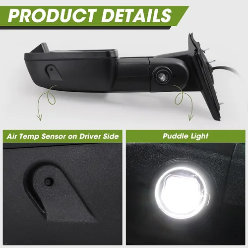 Vista 5 de Switchback Espejos de Remolque para Dodge Ram 1500 2009-2018, Ram 2500 3500 2010-2018, 1500 Classic 2019-2024 con Luces Secuenciales de Negro