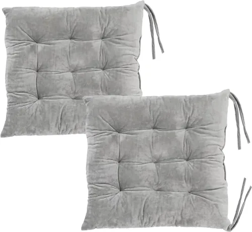 Vista 24 de Juego de 2 cojines para sillas de comedor con lazos, almohadilla antideslizante para silla de cocina para interior y tapete de asiento de comedor